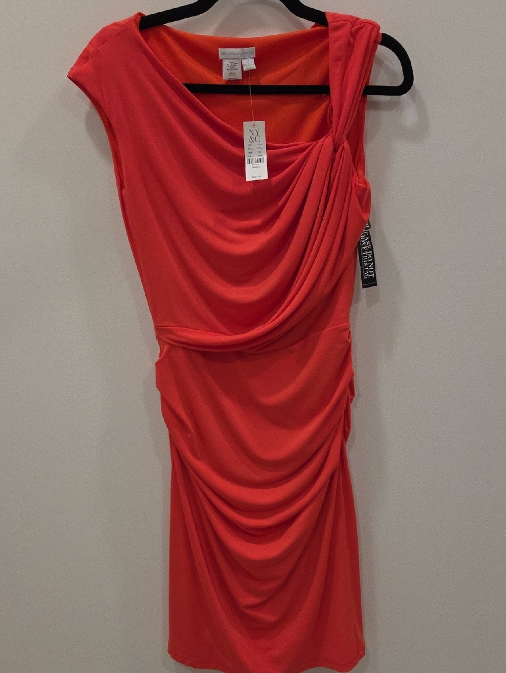 NWT NY & Co Draped Dress in Coral